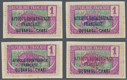 Zentralafrikanische Republik: 1924, AEF Overprints On Oubangui-Chari, 1c. Violet/green "Panther", Fo - Zentralafrik. Republik