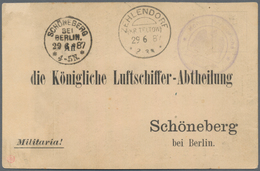 Ballonpost: 1887, German Reich. "An Die Königliche Luftschiffer-Abtheilung" (To The Royal Airship De - Montgolfier