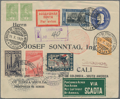 Flugpost Übersee: 1931, Uprated And Commercially Used Postal Stationery Envelope With Mixed Country - Autres & Non Classés