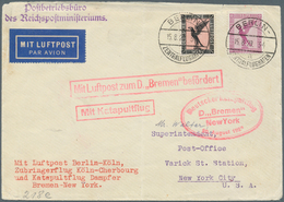 Katapult- / Schleuderflugpost: 1929, Dampfer Bremen New York, Katapultflug 20.Aug.29, Brief Vom Post - Posta Aerea & Zeppelin