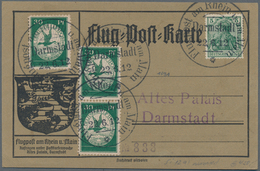 Zeppelinpost Deutschland: 1912, FLUGPOST RHEIN-MAIN, 3-mal 30 Pfg. Flugpostmarke Mit 5 Pfg. Germania - Luft- Und Zeppelinpost