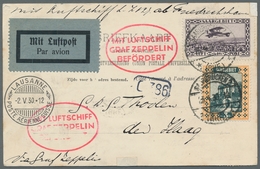Zeppelinpost Deutschland: 1930 - Schweizfahrt (Mai), Zuleitung Saar Auf S/w-AK Mit Zweimal Bestätigu - Airmail & Zeppelin