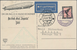 Zeppelinpost Deutschland: 1930, LZ 127, Air-mail-card With Portrait Dr. Hugo Eckener To The Trip Aro - Luchtpost & Zeppelin