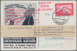 Zeppelinpost Deutschland: 1931: Hermann Sieger Drucksachen-Testkarte "Mech. Weberei H. Sieger Auf Le - Airmail & Zeppelin