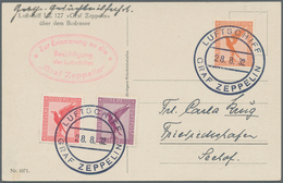 Zeppelinpost Deutschland: 1932. German Zeppelin In Flight Postcard Dropped From The Graf Zeppelin LZ - Airmail & Zeppelin