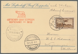 Zeppelinpost Deutschland: 1933 - Italienfahrt, Zuleitung Saar Auf Flugkarte Mit Auflieferung Friedri - Airmail & Zeppelin