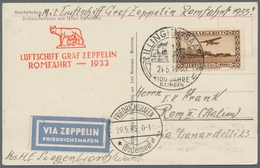 Zeppelinpost Deutschland: 1933 - Italienfahrt, Zuleitung Saar Mit Auflieferung Friedrichshafen Und B - Airmail & Zeppelin