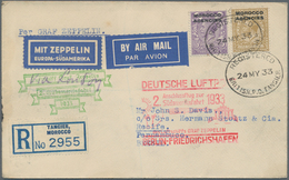 Zeppelinpost Europa: 1933. Registered Cover From Morocco Agencies (British) To Recife On The Graf Ze - Europe (Other)