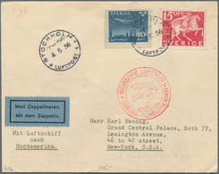 Zeppelinpost Europa: 1936, SWEDEN, 1. Northamerica Flight 'Hindenburg', Swedish Post Diff. Values Fr - Europe (Other)