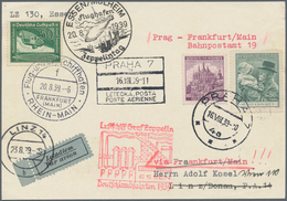 Zeppelinpost Europa: 1939, Airmail Card From PRAGUE, Connection Mail To Zeppelin Germany Tour To Ess - Andere-Europa