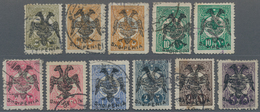 Albanien: 1913, Turkish Stamps Handstamped With Double-headed Eagle And 'SHQIPËNIA' 11 Stamps Incl. - Albania