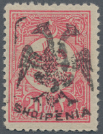 Albanien: 1913, Turkish Stamp With "double Eagle And SHQIPENIA" Hand Stamp Overprint, 20 Pa. Pink Mi - Albanien