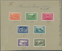 Albanien: 1922/23: Freimarken Städte/Bauwerke, Kompletter Satz In Originalfarben Auf Vorlagekarton M - Albanien