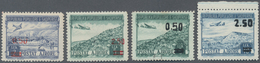 Albanien: 1952/1953, Airmails Overprints, Four Values Complete, Mint Never Hinged. Mi. 650,- €+. - Albanien