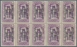 Andorra - Französische Post: 1933, "ELECTIONS" Overprints, Private Issue, 2c. Violet In Block Of Ten - Sonstige & Ohne Zuordnung