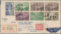 Andorra - Französische Post: 1949, 7 Items Mixed Franking On Registered Letter From Lavieille To USA - Andere & Zonder Classificatie