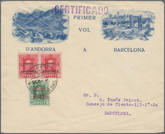 Andorra - Spanische Post: 1928, 10 C Green Mixed Franking With 25 C Carmine Pair On An Attractive Le - Sonstige & Ohne Zuordnung