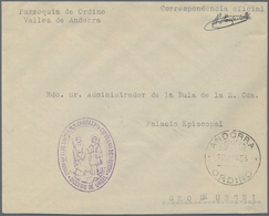 Andorra - Spanische Post: 1953, "DIOCESIS DE URGEL" Violet Sender Handstamp And Note "Correspondenci - Other & Unclassified