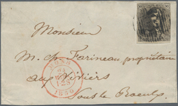 Belgien: 1849, 10 C Grey-brown, Four Close To Full Margins, Tied By Numeral "102", Single Franking O - Sonstige & Ohne Zuordnung