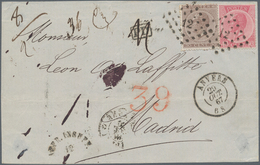 Belgien: 1867, 20 C Blue And 40 C Rose Also 30 C Brown And 40 C Rose Each On Two Letter-frontsides F - Other & Unclassified