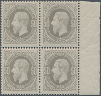 Belgien: 1875 'King Leopold II.' 50c. Pale Grey, Right-hand Marginal Block Of Four, Mint Lightly Hin - Other & Unclassified