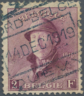 Belgien: 1919, King Albert I. (with Steel Helmet) 2fr. Lilac Fine Used With Boxed Cancel, Scarce Sta - Sonstige & Ohne Zuordnung