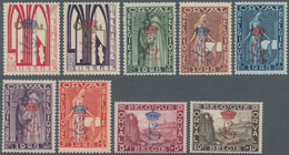 Belgien: 1929, Orval With Blue Overprints "Crowned L", 5c.-10fr., Complete Set Of Nine Values, Fresh - Andere & Zonder Classificatie