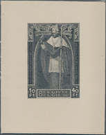 Belgien: 1932, Cardinal Mercier, Essay In Black On SILK. Very Rare And Unusual! - Autres & Non Classés