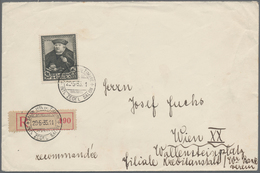 Belgien: 1935, SITEB, 5fr.+5fr. Olive-black, Stamp Ex Souvenir Sheet, Single Franking On Registered - Other & Unclassified