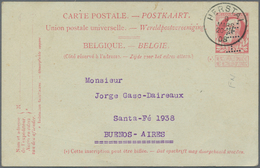 Belgien - Ganzsachen: 1906/1908 Destination ARGENTINA: Postal Stationery Card 10c. With PERFIN "F.N. - Otros & Sin Clasificación