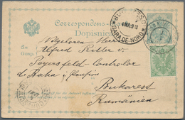 Bosnien Und Herzegowina - Ganzsachen: 1900 P/s Card 5h. Green, Uprated Similar 5h. Green, Used From - Bosnia And Herzegovina