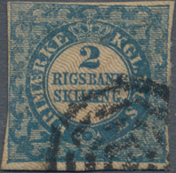 Dänemark: 1851 2 R.B.S. Blue, Type 9 From Plate I, Pos. 18, "SUBSTITUTED CLICHÉ", Used And Cancelled - Andere & Zonder Classificatie