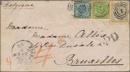 Dänemark: 1865, 2s. Blue And 8s. Green Of 1854/1857 Issue In Combination With 1864 16s., Three-colou - Sonstige & Ohne Zuordnung