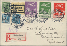 Dänemark: 1926, Registered Airmail Cover Franked With Complete Airmail Set Of 5, 10 And 15 öre And T - Altri & Non Classificati