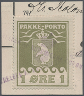 Dänemark - Grönländisches Handelskontor: 1905, 1ö. Olive On Piece Neatly Cancelled By Violet Straigh - Sonstige & Ohne Zuordnung