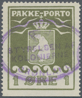 Dänemark - Grönländisches Handelskontor: 1915, 1 Ore Greenolive, Imperforated At Bottom, Violet Canc - Sonstige & Ohne Zuordnung