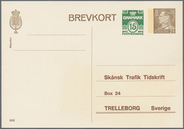 Dänemark - Ganzsachen: 1965 Postal Stationery Card 25+15 øre Brown And Green, Fluorescent Strip Betw - Interi Postali