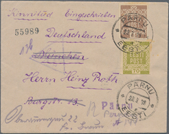 Estland: 1919, Open R-letter Delivered From Pernau 28.7. To Munich, Forwarded To Oberrammergau, Rs. - Estonie