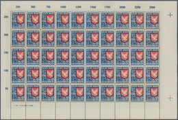 Estland: 1940, Üsihabi (Coat Of Arms), Complete Set Of Four Values In Sheets Of 50 Stamps With Print - Estland