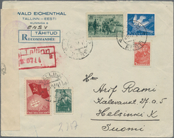 Estland: 1941, Censored Registered Cover With Mixed Country Franking Of Estonia And Sovietunion (dur - Estonie