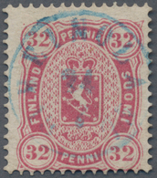 Finnland: 1875, 32p. Carmine-rose, Narrow Perf. 14:13½, Neatly Cancelled By Blue C.d.s., Signed Rohr - Gebruikt