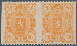 Finnland: 1889, Definitives Coat Of Arms, 20p. Orange Horizontal Pair Showing Variety "vertically Im - Usados