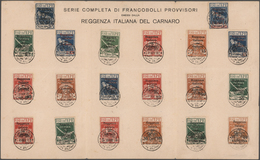 Fiume - Besetzung Der Carnaro-Inseln: 1920, 20. November, Overprints, Complete Set Of 20 Stamps (inc - Fiume