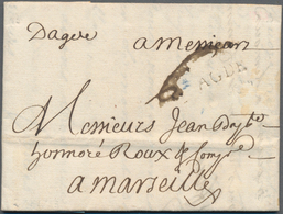 Frankreich - Vorphila: 1733, "AGDE" On-liner And Handwritten "Dagde" And Tax "6" On Complete Folded - 1792-1815: Conquered Departments