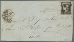 Frankreich: 1849, 1st ISSUE WITH CURSIVE STRAIGHT LINE OBLITERATION: 20c. Black On Lettersheet From - Ongebruikt