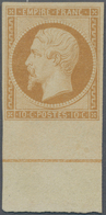 Frankreich: 1853/60. 10 C Bistre "Empire Franc", Unused Without Gum, With Lower Sheet Margin. Signed - Ongebruikt