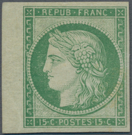 Frankreich: 1862, Ceres 15c. Yellow-geen, Reprint For Sir Rowland Hill, Left Marginal Copy, Fresh Co - Ongebruikt