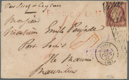 Frankreich: 1849 Ceres 1fr. Carmine Used On Small Folded Cover From Paris To Port Louis, MAURITIUS ' - Ungebraucht