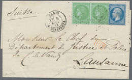 Frankreich: 1872, 20 C Napoleon III Blau Gezähnt (Ausgabe 1862) In Seltener Mischfrankatur Mit Waage - Unused Stamps