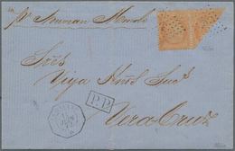 Frankreich: 1870 French Ceres 40c. Orange BISECTED Diagonally, Used In Pair With Complete Stamp On F - Nuevos